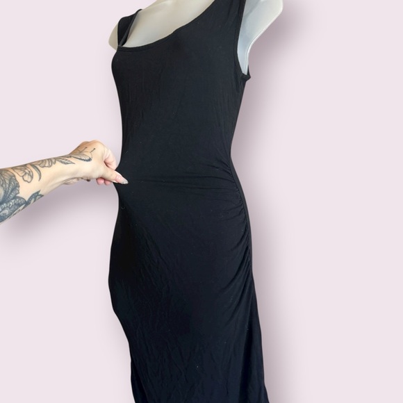 Maternity Black Bodycon Tank Dress - Ruched Side, Scoop Neck, Size L - Picture 5 of 5